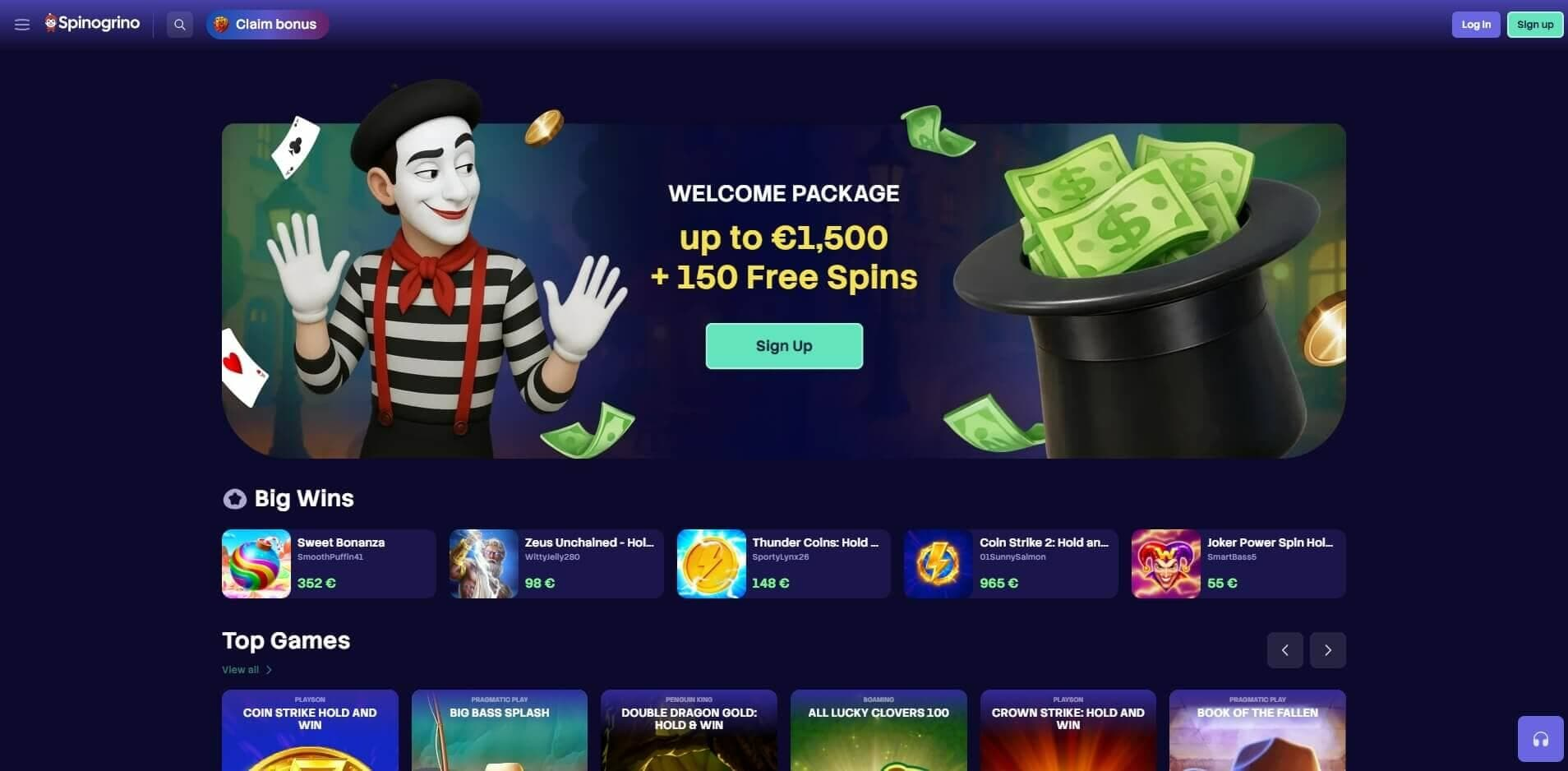 Spinogrino – 50 Free Spins met Code SPINO50